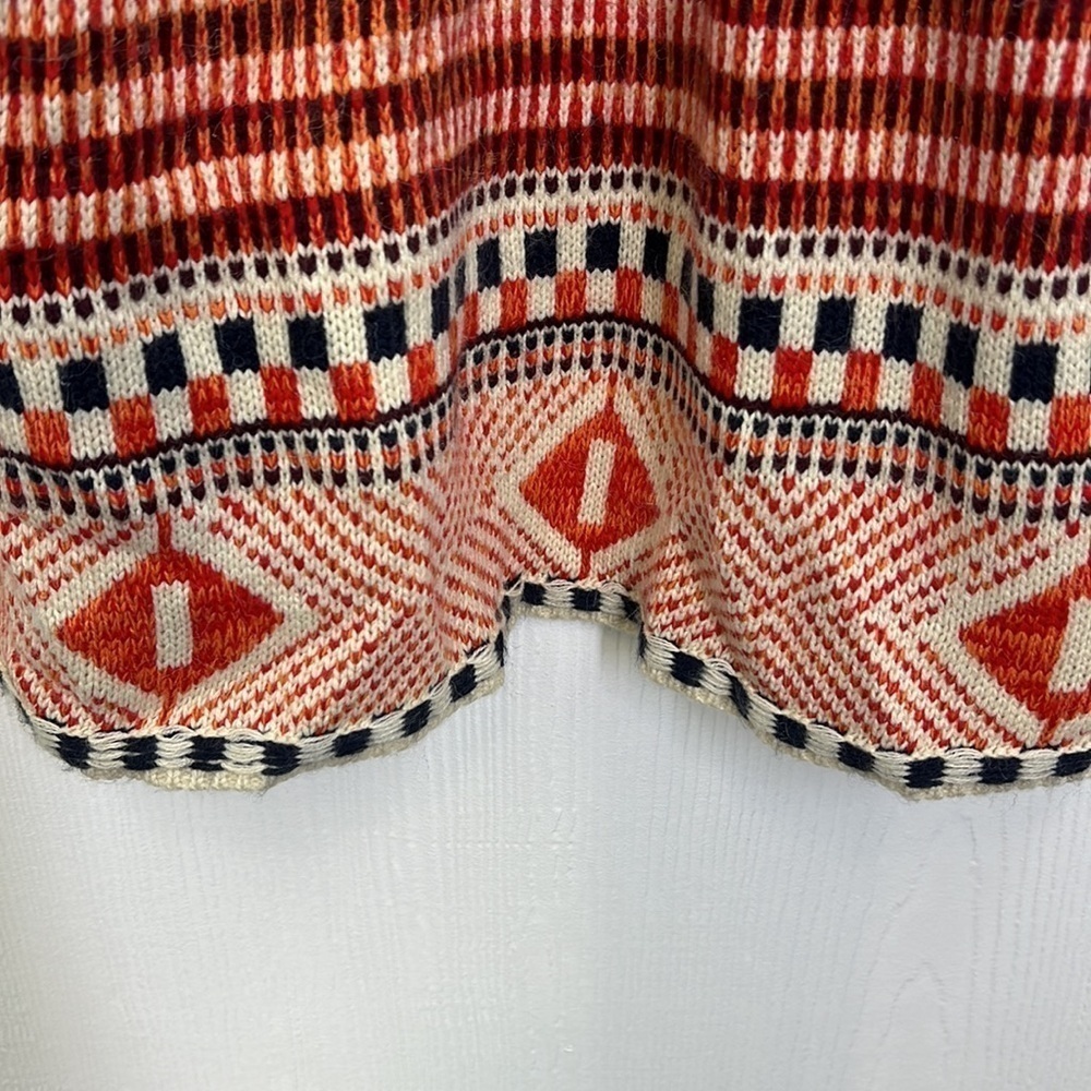 MAX SPORT - Ivory & Orange Long Boho Peruvian Fringe Beautiful Open Cardigan M - Picture 13 of 13